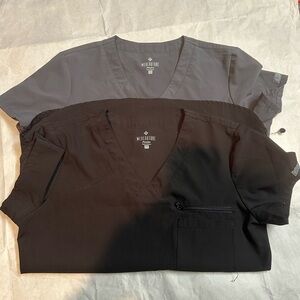 Med Couture Gray and Black Scrub Tops